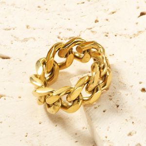 Vintage 8mm Link Chain Wedding Rings Anillo Hombre Trendy Gold Color Steel Jewelry for Men Women Valentines Day Gift 240125