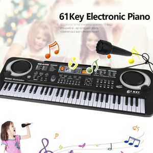 Kids Electronic Piano Keyboard Portable 61 Keys Organ with Microphone Education Toys Musical Instrument Gift for Child 240131