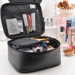 Borse per cosmetici Borsa da viaggio in materiale PU multifunzionale Borsa per trucco semplice ad alto livello di aspetto Tinta unita Quadrata per riporre gli articoli da toeletta portatili