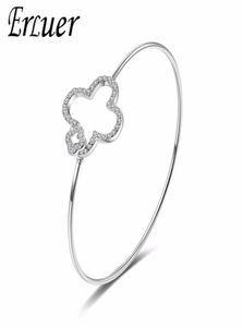 Fashion Clover Flower Shaped Luxury Silver Bangles Cubic Zirconia Crystal Exquisite Simple Cuff Armband Bangle for Women Girl Jew1273976