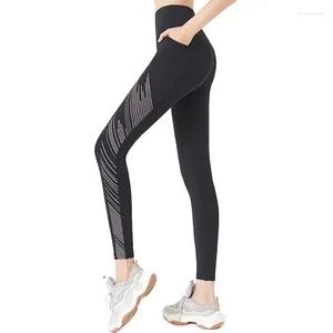 Yoga Outfits Womens Black&Grey Pants Gym Sportswear Leggings Fitness Running Exercise Sports Pockets