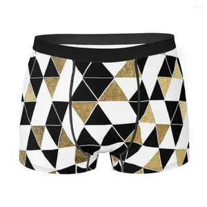 Cuecas modernas preto branco e falso triângulos de ouro homens boxer briefs roupa interior padrões geométricos altamente respirável shorts de alta qualidade