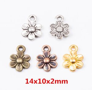 100 Stück 1410 mm Silberfarbe Roségold Pflaumenblüten-Charms antike Bronze Metallanhänger für Armband-Ohrring-DIY-Schmuckherstellung2723638