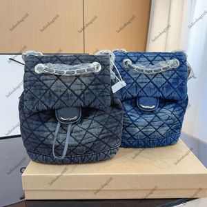 Luxury Designer Gradient Blue/Black Denim Backpack Bag 28x21cm Silver Hardware Adjustable Leather Strap High Capacity Diamond Women Travel Flap Shoulder Handbag