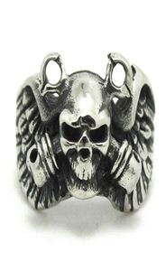 2 Stück Fast Ghost Skull Granate Ring 316L Edelstahl Modeschmuck Cool Biker Double4985483