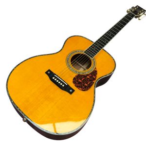 40 guitarra acústica acústica completa de madeira maciça série OM42 amarela