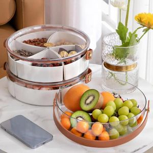 Plates Snack Fruit Storage Container Dish With Transparent Design Capacity Plate Compartment For Fruits