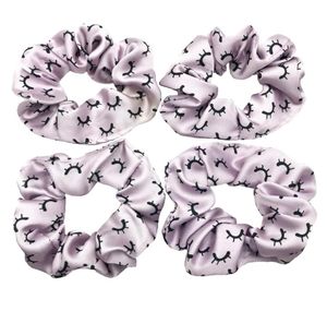 50st Pink Purple Eyelash Printed Scrunchies Stretchy Elastic Hair Band Girls Ponytail Holder Hair Tie Custom Color Accep1784847