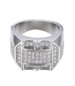 Omhxzj Whole Band Rings European Fashion Man Party Wedding Gift Luxury Square White Zircon 18kt Whites Gold Gold Ring RR46696355