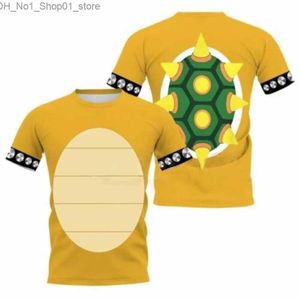 T-shirt Bambini Estate Cartoon Bowser 3d Stampato T-shirt ad asciugatura rapida Harajuku Ragazzi Ragazze Casual Tartaruga Cosplay Top Vestiti per bambini Q240218