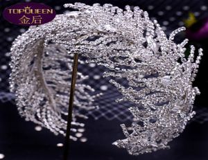 Braut Hochzeit Tiara Breites Haarband Weiche Seide Braut Kopfbedeckung Krone Strass mit Hochzeitsschmuck Haarschmuck Diamant Brida4763664