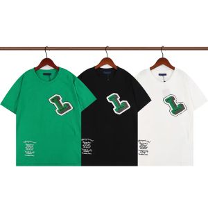 2022 Verão Paris Mens Camisetas Designer Tee Luxo Flocando Carta Camiseta Camiseta Clássico Moda Verde Mulheres Manga Curta Casual Algodão T-shirt Tops