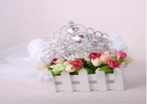 Cheapest2019 Bling Bling Shiny Girls CrownsTiaras With Veils Children039s Wreath Bridal Headpieces For Birthday Party 5 Co3447451