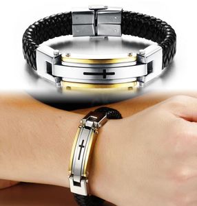 Fashion Titanium Steel äkta läder charmarmband för kvinnor retro enkel kedja armband designer lyx smycken mens guld armband8368049