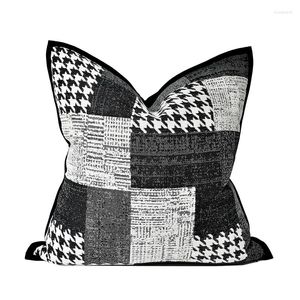 Travesseiro preto branco travesseiros chenille houndstooth caso sofá de luxo capa decorativa para cadeira decorações de casa