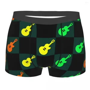 Cuecas preto e verde escuro guitarra homens roupa interior colorido boxer shorts calcinha engraçado macio para homme plus size