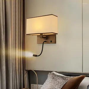 Wall Lamp El Bedside With Adjustable Reading Light Retro Gold-bronze Sconce For Bedroom Living Room Home Decoration