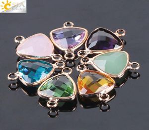 CSJA 13 mm gemischte farbige Glasperlen, dreieckige Doppelschnallen, Verbindungsstück, facettierte lose Perlen für DIY-Halsketten, Armbänder, Ohrringe, Jewelr7089528