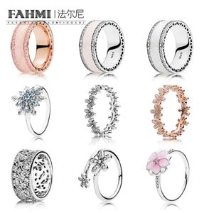 FAHMI New Style 925 Sterling Silver DIY Sparkling Sheets Rings With Clear CZ For Women Luxury Original Fine Gift Jewelry JZ0017010798