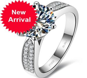 Solide Platin PT950 Frauen 3CT Diamant Verlobung Muttertag Geburtstag Geschenk Party Geschenk Mädchen Liebe Ring Schöne Box6151799