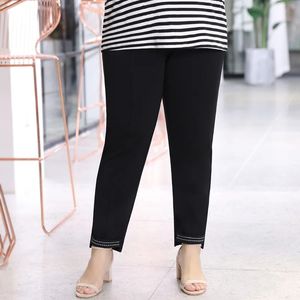 Plus Size S für Damen, schwarze weiße Leggings, lässige Sommer-Boho-Hose mit hoher Taille, Trainingskleidung, elastische Taille, Yoga-Hose 240131