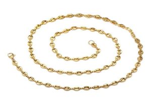 TN0044 316L titanstål 60 cm x 5 mm långa kaffebönor halsband 60 cm för män no fade 18k guld vit färg1511118