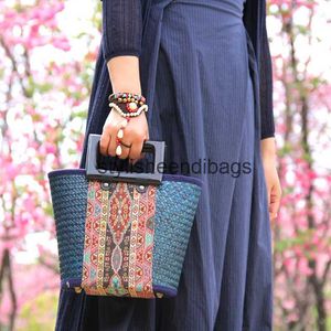 Bolsa feminina de vime retrô chinesa TotesH24218