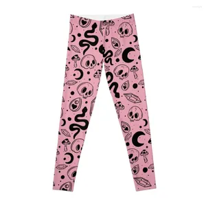 Active Pants Pink Witchy Pattern Leggings Sports for Leggins Push Up Woman Women Sportwear Womens