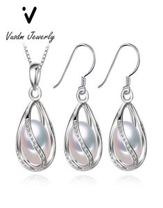 Dangle Chandelier 925 Sterling Silver Jewelry Natural Pearl Pendant Women039s Cage Earrings4211960