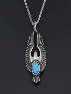 hip hop Eagle wings pendant necklaces for men Bohemia Turquoise animal luxury necklace Stainless steel Cuban chains fashion jewelr1319516