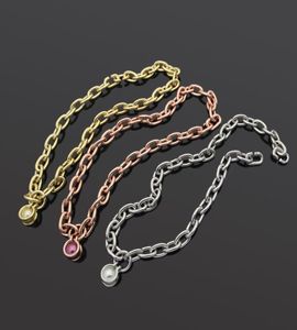 Ny Fashion Hot Sale Titanium Steel Necklace 18K Gold Rose Silver Chain Pendant Halsband Lämplig för par gåvor3633276