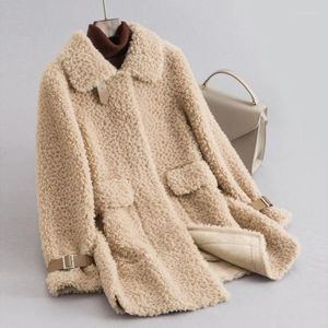 نساء الفراء AI Mei Wool Coat Short Grain 2024 الخريف والجلد الشتوي المعطف على جلد الغنم