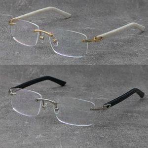 New Fashion 8200757 Rimless Sunglasses Reading Frames White Plank Eyeglasses C Decoration 18K Gold Frame presbyopic Glasses Men My2909