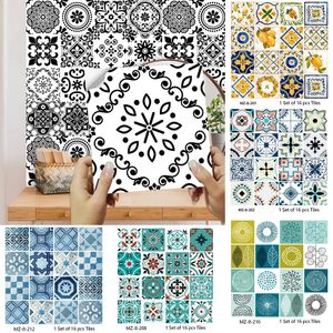 16pcsSet Matte Waterpoof Tile Wall Sticker Home Decoration Peel Stick Wallpaper Kitchen Bathroom Wardrobe Floor PVC Art Mural 240123