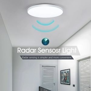 Radarsensor LED taklampor Auto Fördröjning Rörelsesensor Ljus smart hembelysning Tak Lamproom Hallvägar Korridor