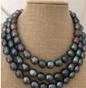 stunning 1213mm tahitian black pearl necklace 38inch 925 silver28012407859