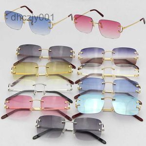 Großhandel Verkauf Randlose T8200816 Zarte Unisex Mode Sonnenbrille Metall Fahren Gläser c Dekoration Hohe Qualität Designer Uv400 Objektiv Brillen SRU5