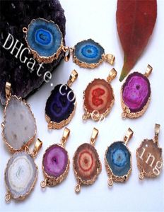 10pcs 1525mm 랜덤 크기 종의 Druzy 커넥터 금도금 더블 보석 멀티 컬러 태양 꽃 태양 광 드 쿼츠 양식 S6196574