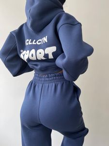 Tasarımcı Sportswear Beyaz Tilki Hoodie Set 2 Parça Set Kadın Bahar Sonbahar Kış Yeni Hoodie Set Moda Uzun Kollu Külot Kapşonlu Joggers