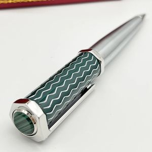 Luxury Ballpoint Pen Octagon Green Wave Pattern High Quality With Red Box Top Gift 240130