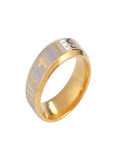 Mode rostfritt stålring med dubbla avfasade kanter korrode smycken av guld Jesus män och kvinnor8525248