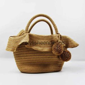 Totes Paper rope woven womens bag Simple and generous beach handbagH24218