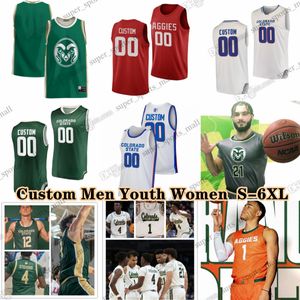 NCAA Custom S-6XL Colorado State Rams College Basketball 4 maglie Isaiah Stevens 10 Nique Clifford 1 Joel Scott 20 Joe Palmer 21 Rashaan Mbemba 32 Kyle Evans