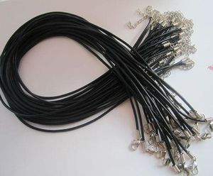 20mm 1820inch adjustable Black Genuine leather necklace cord with Lobster clasp 100pcslot4601384