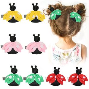 Hair Accessories Cute Ladybug Clips For Baby Girls Ribbon Hairpin Children Barrettes Headwear Kids Headdress