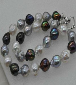 Ювелирные изделия с жемчугом Серый, черный, натуральный белый, 13 мм, жемчужное ожерелье касуми5969868