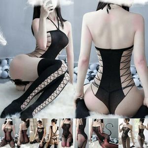 Kadın pijama kadınları bodysuit seksi iç çamaşırı balık ağı vücut çorap babydoll nightwear çorapları şeffaf külotlu çorap tayt