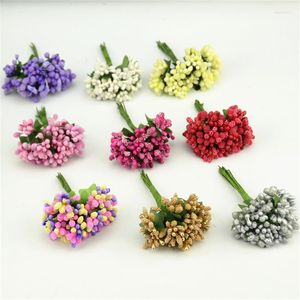 Decorative Flowers 12pcs/lot Mulberry Stems Artificial Stamen /DIY Pistils For Heads Wedding Scrapbooking Wire Craft Decoration