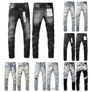 Mensbyxor jeans häll hommes designer gör gammal tvättad krom rak antiaging smal passform cool cool stil lyxig toppkvalitet hip hop lila jeans byxa 551b