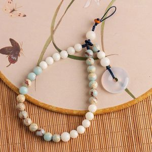 Keychains Free Chinese Wind Chalcedony Jade Pei Shoushan Stone Braided Removable Short Mobile Phone Chain Case Pendant Lady